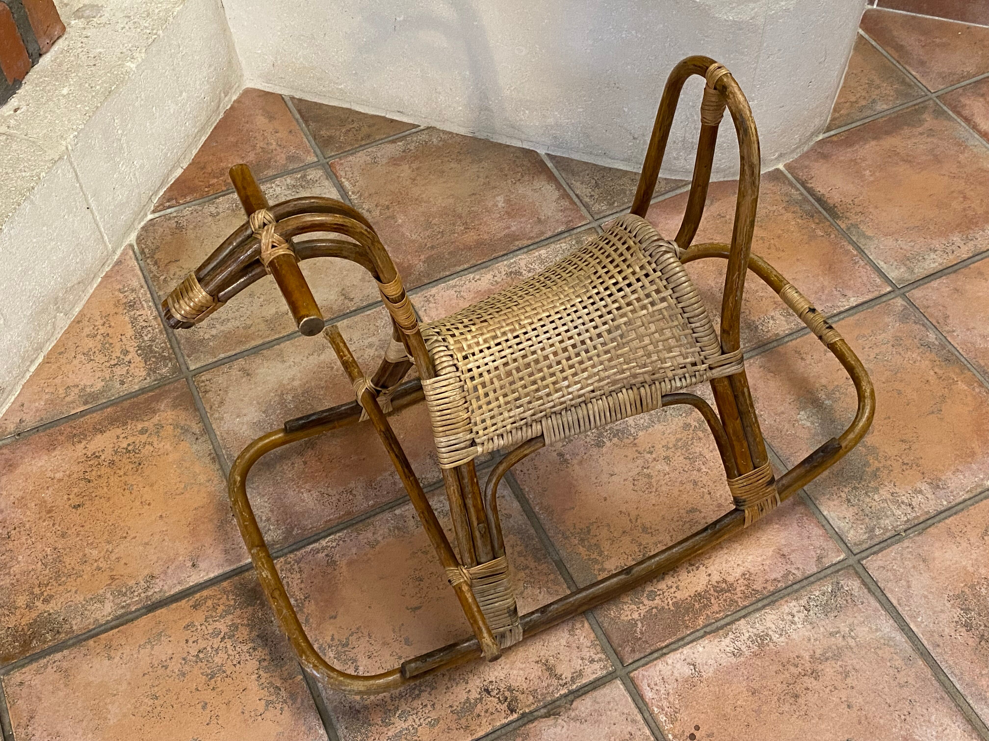 Rattan rocking horse. 1950.