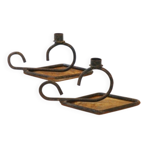 paire de bougeoirs métal - 1950