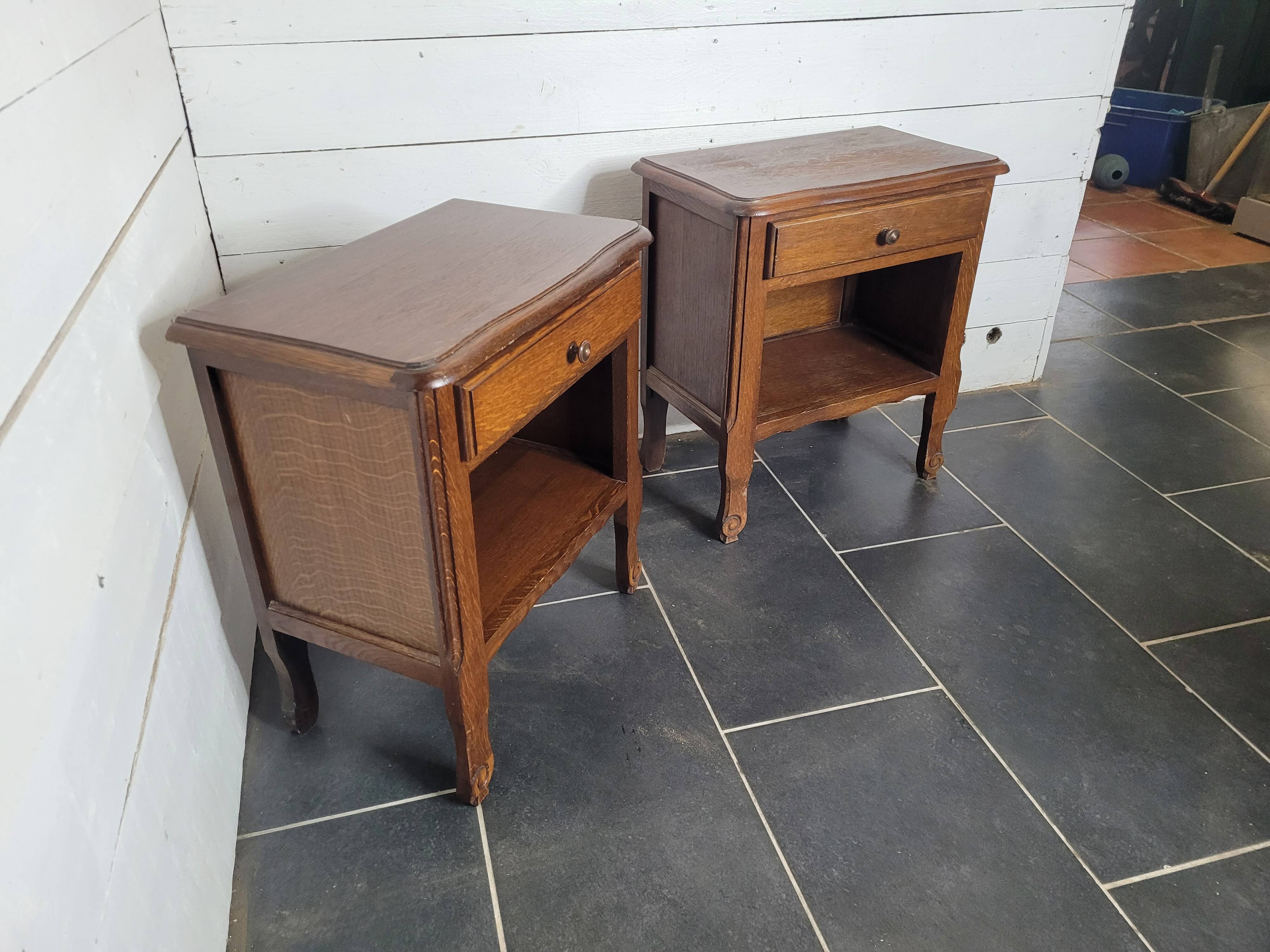 Pair of oak bedside tables