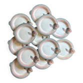 Set of 12 vintage pink and gray fish-shaped plates - Digoin