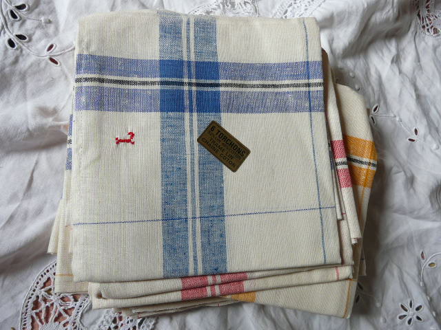 12 old tea towels in new mestizo monogram L