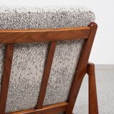 Midcentury Danish Paper Knife chair and ottoman in teak by Kai Kristiansen