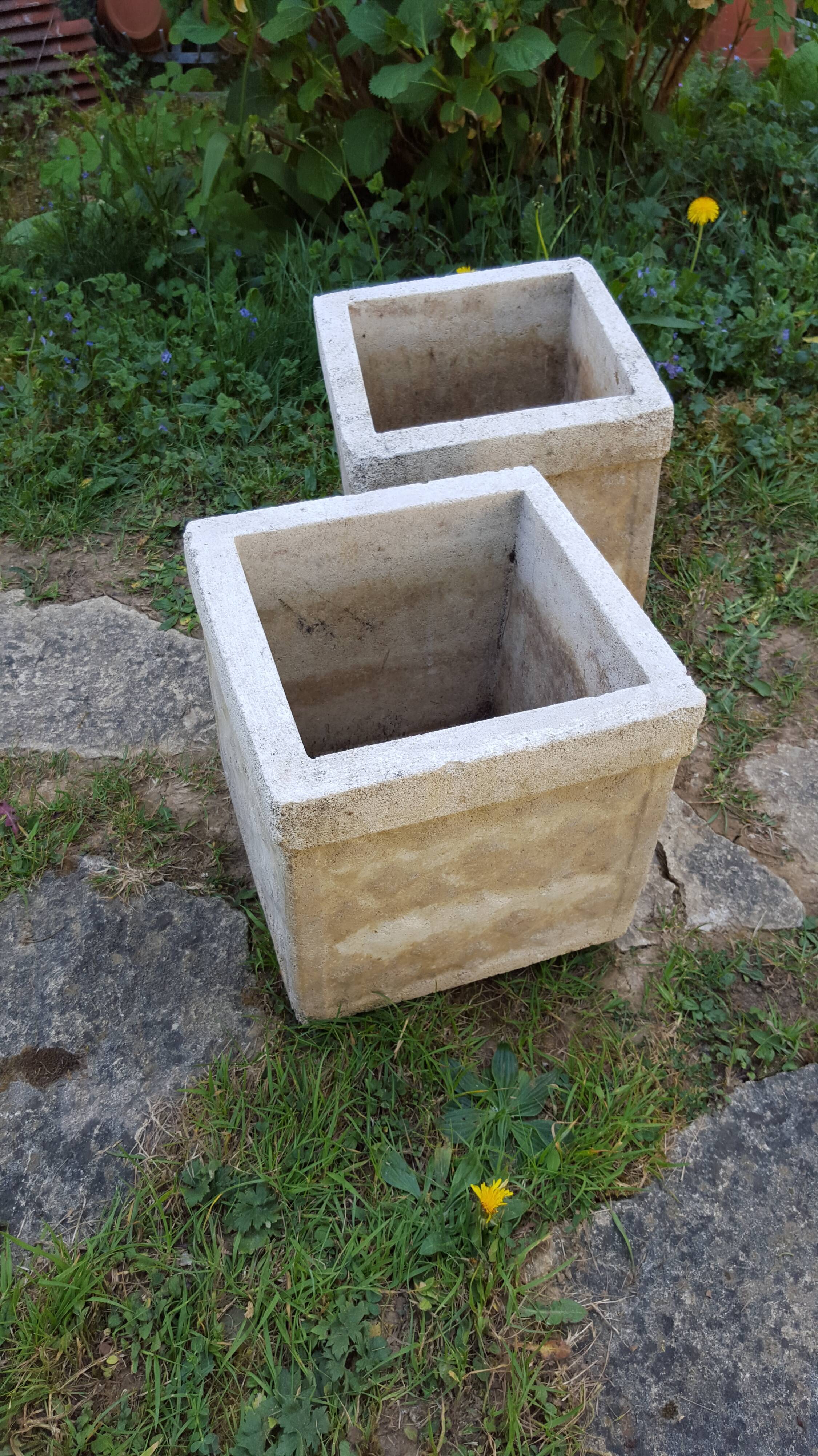 Paire de jardinières cubiques vintage 1960