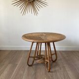 Round rattan coffee table