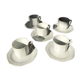 Set de 5tasses a thé et sous-tasses Limoges