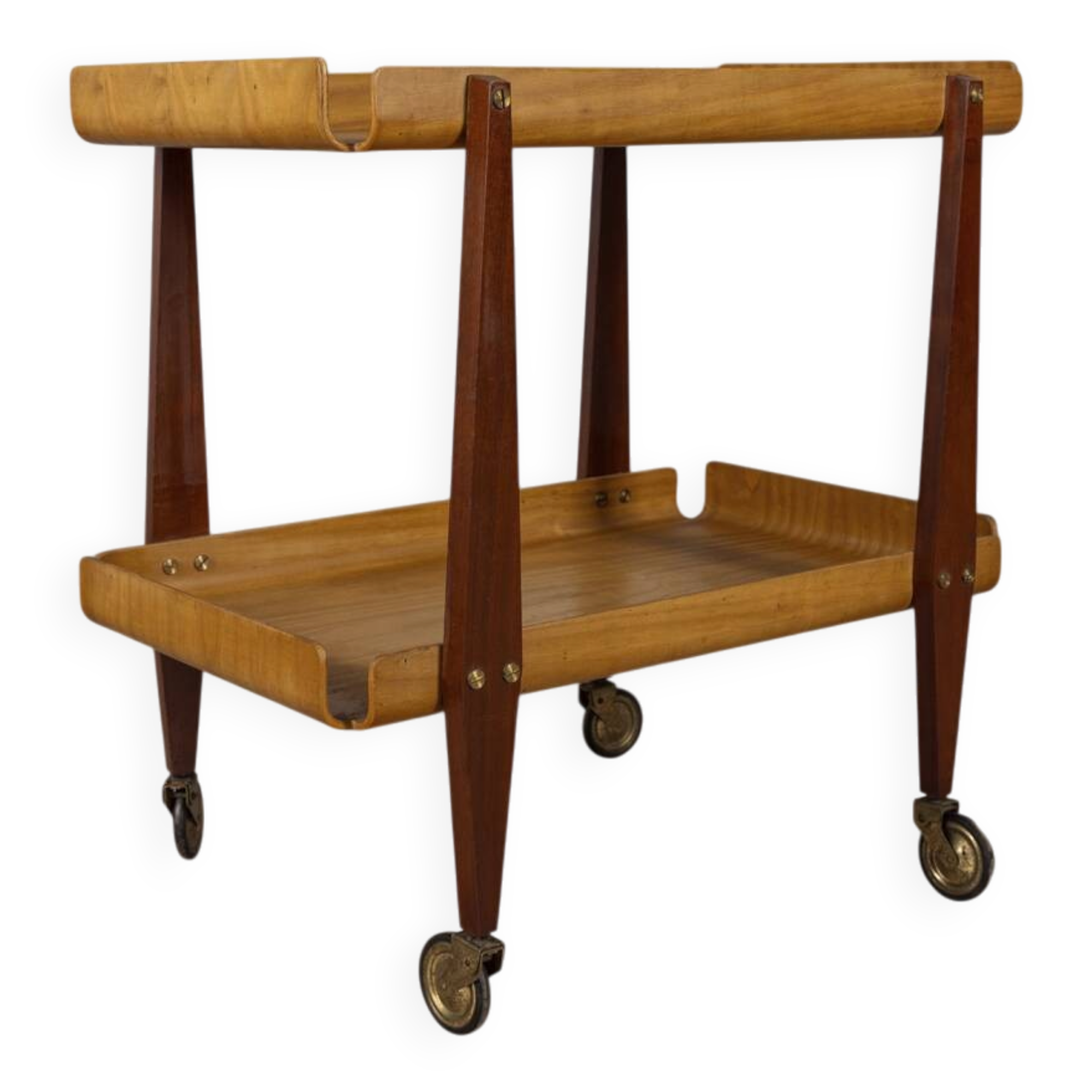 Vintage 1950s Wooden Food Service Cart, Designed by Carlo Ratti
