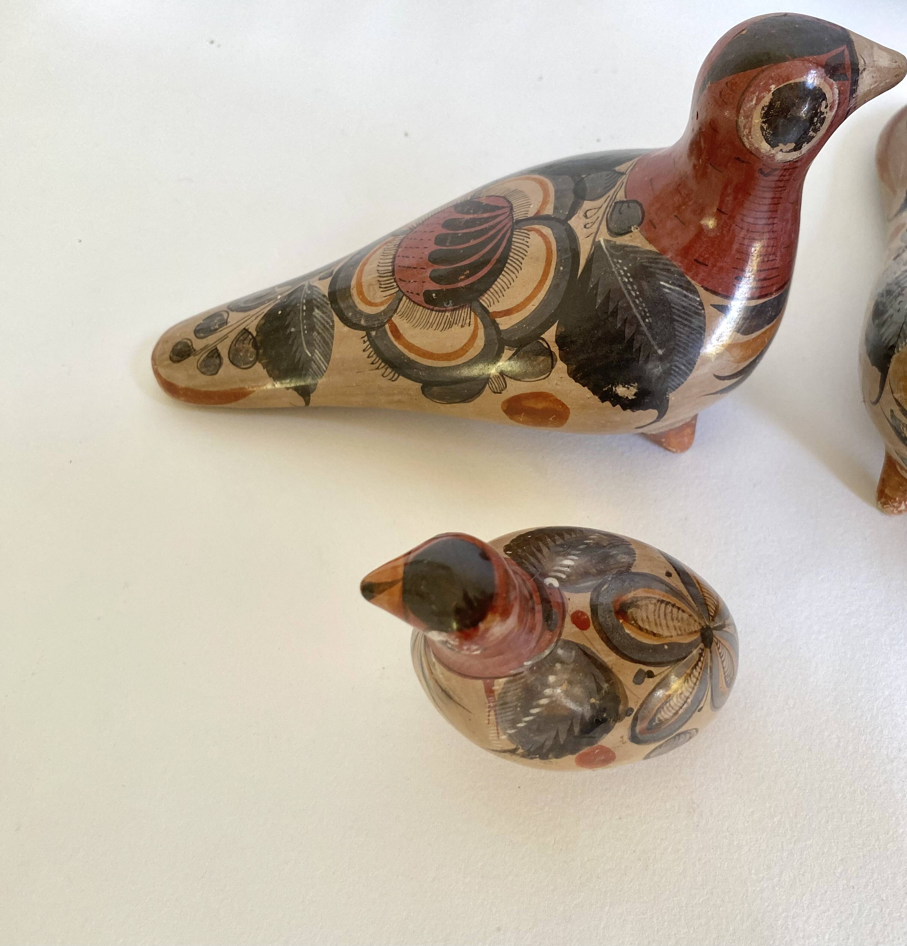 Tonala bird trio, Mexican ceramic