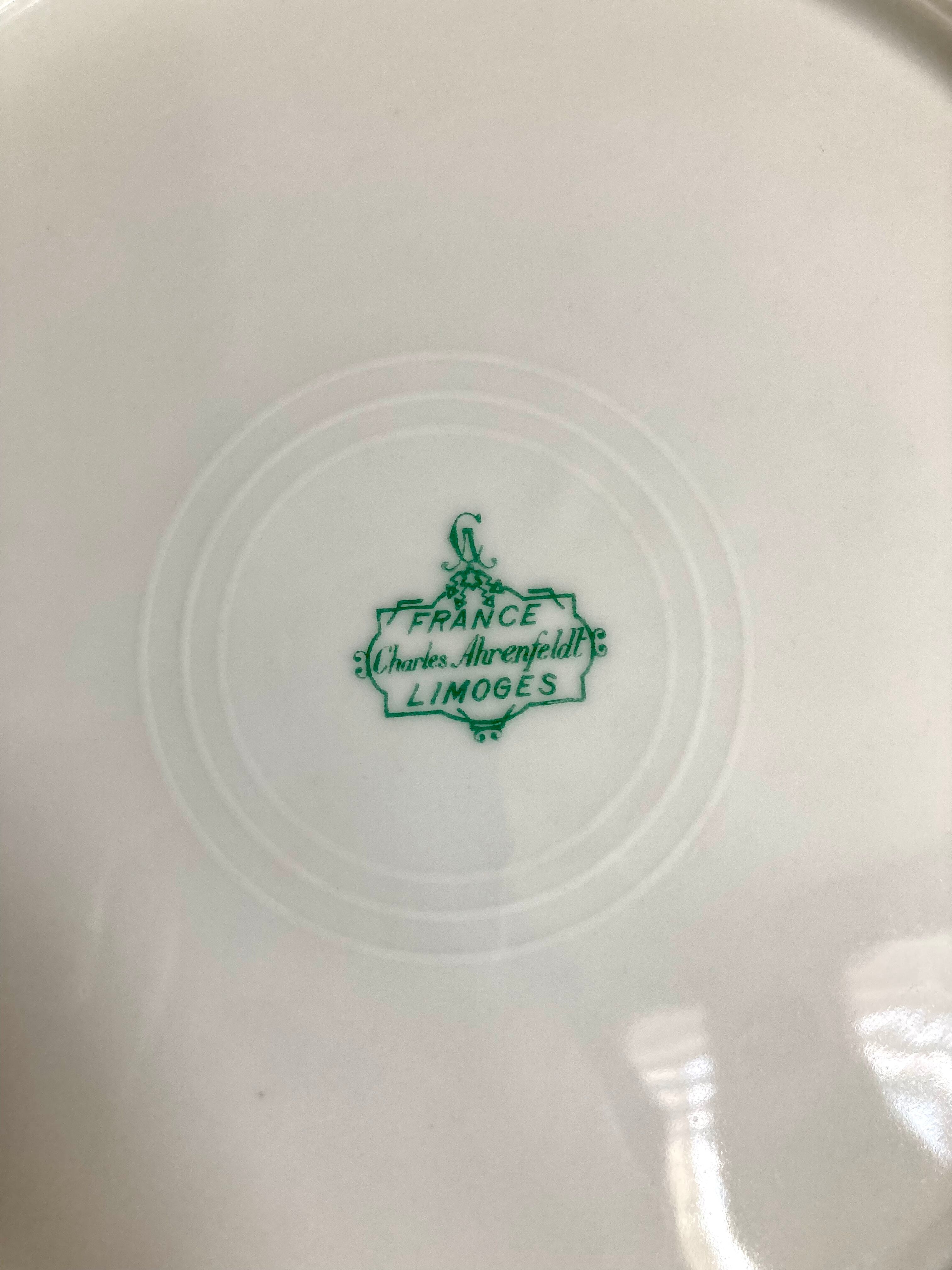 Charles Ahrenfeldt Limoges porcelain cake dish with floral decoration