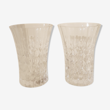 Lot de deux petits vases verre ciselé façon cristal