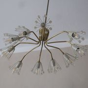 Elliptical brass and glass 10-arm chandelier, 1950s