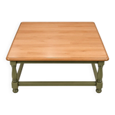 Louis XIII style coffee table – Solid beech – Two-tone khaki green