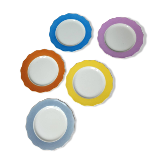 5 multicolored dessert plates