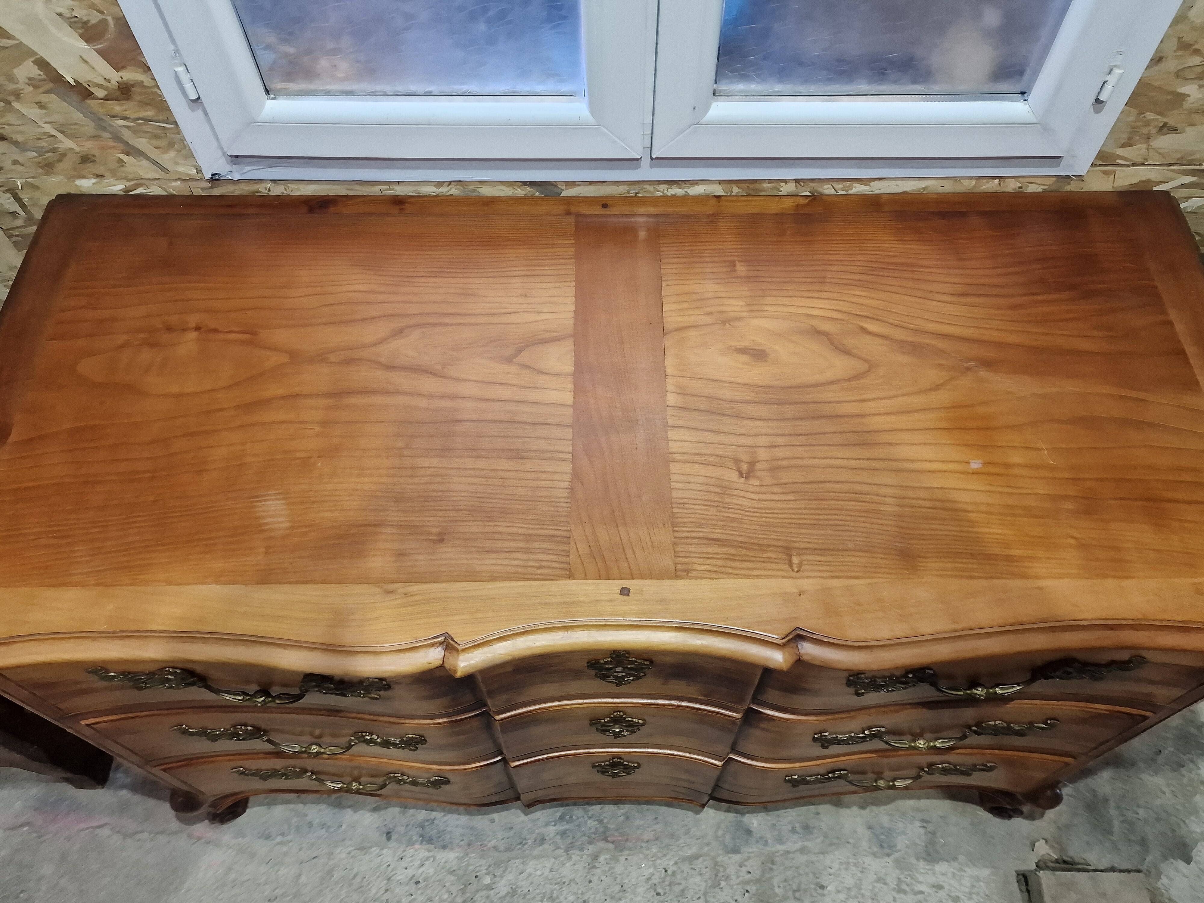 Cherrywood chest of drawers, Louis XV style crossbow stamped Dissidi