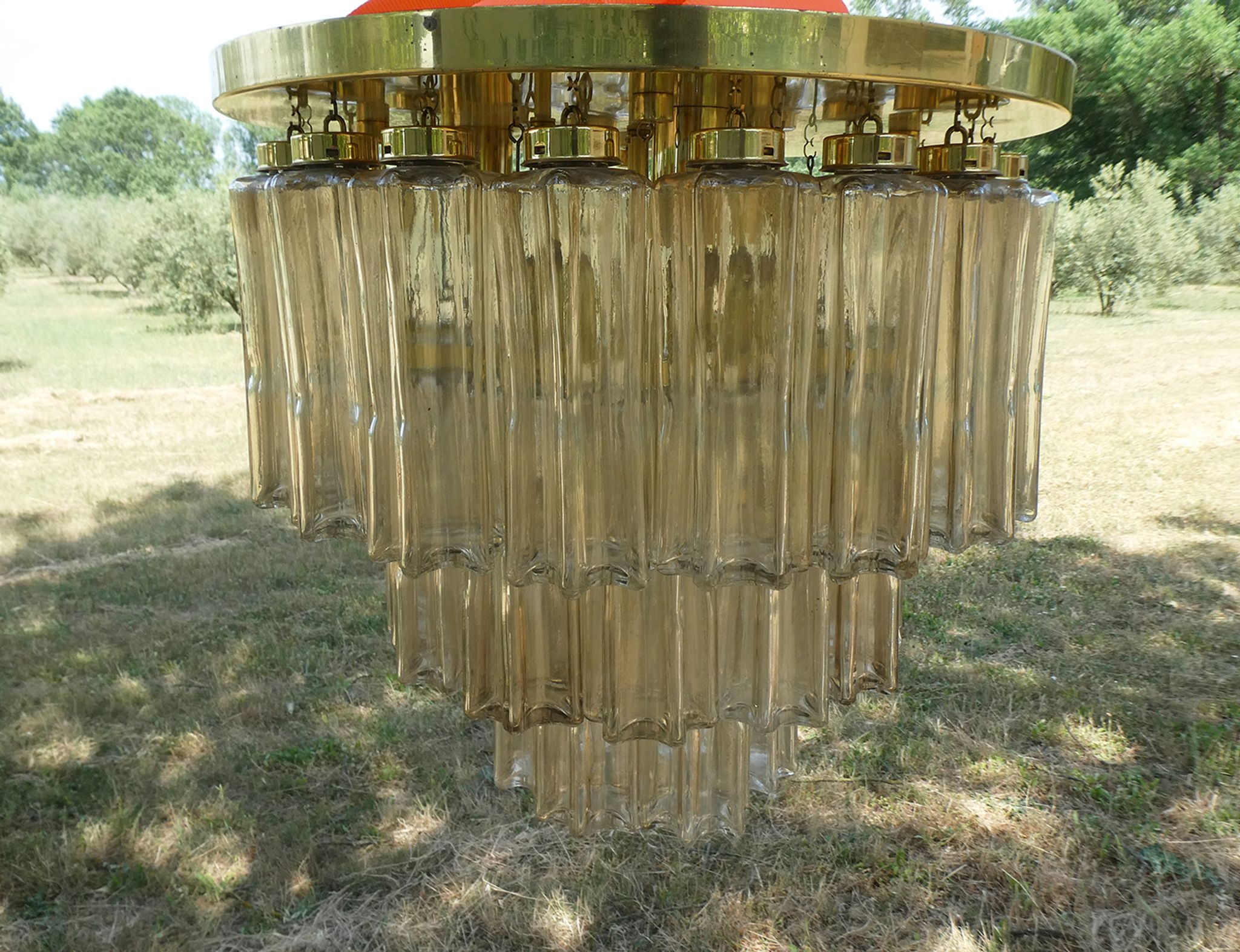 Design chandelier by Glashütte Limburg from 1960