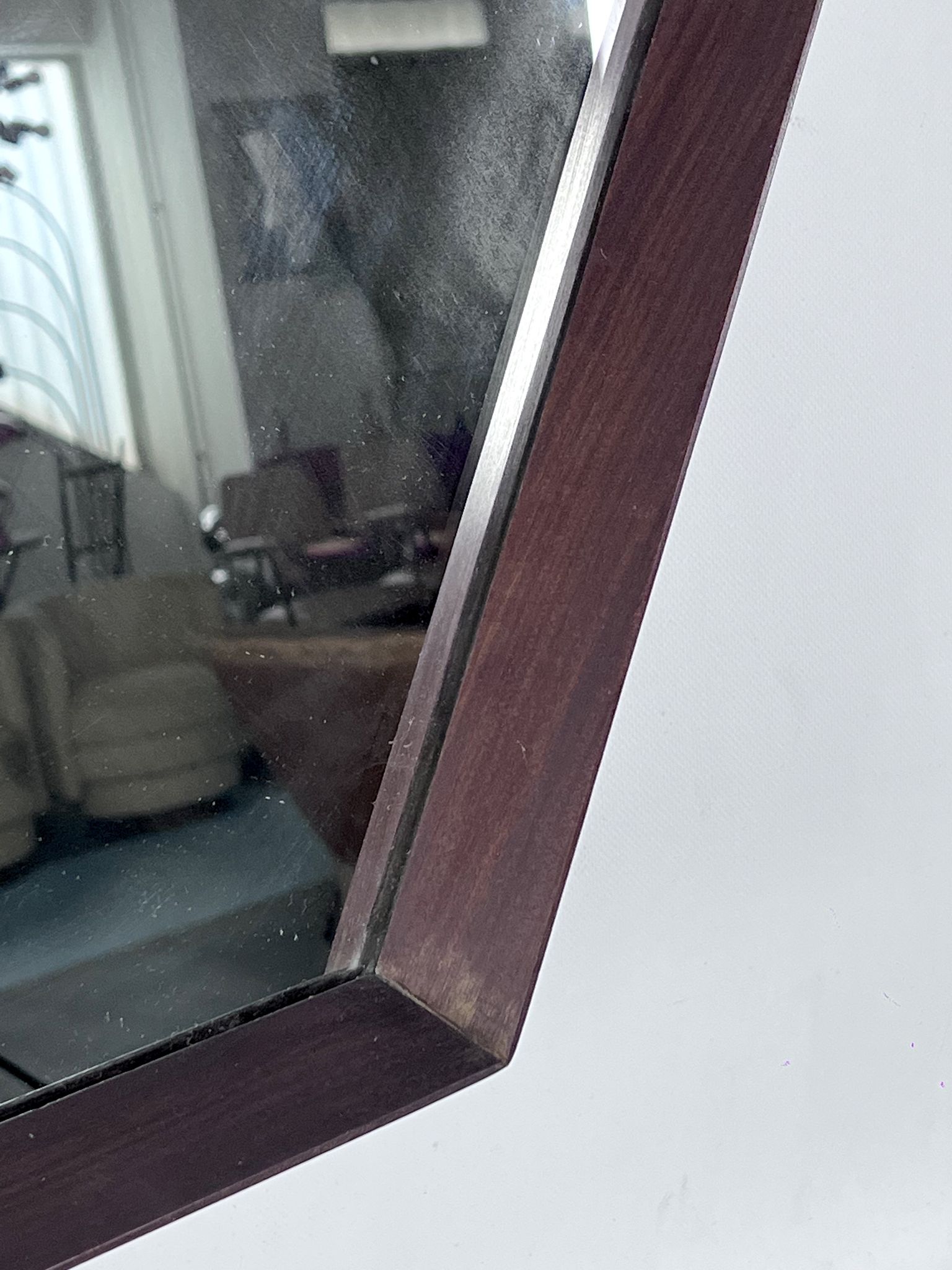 Italian Mid-Century Hexagonal wood wall mirror