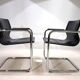 2 leather and chrome metal armchairs Matteo Grassi, 1970