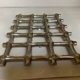 Large silver-plated bamboo trivet