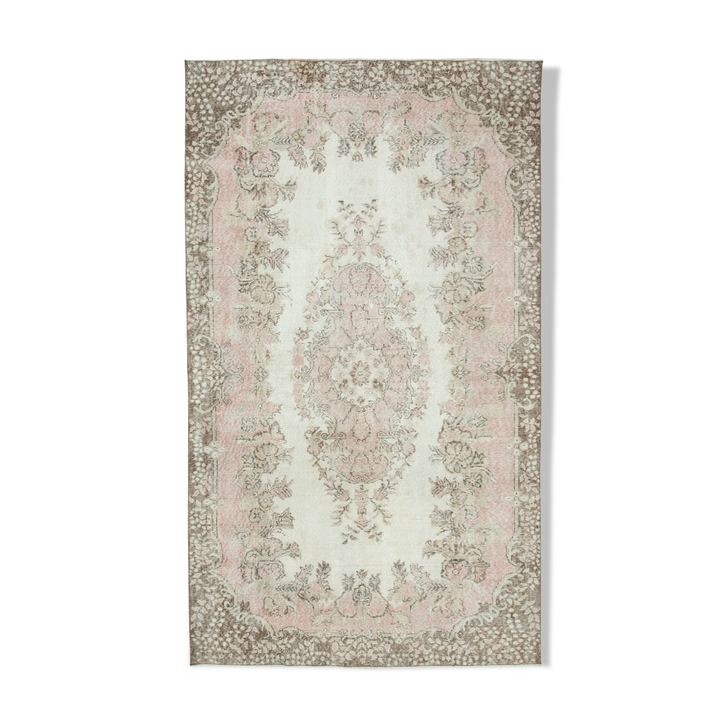 Hand-knotted vintage turkish beige rug 170 cm x 290 cm