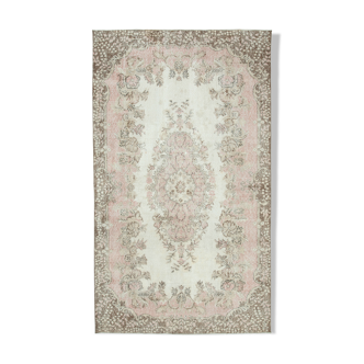 Hand-knotted vintage turkish beige rug 170 cm x 290 cm
