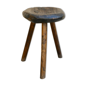 Tabouret tripode en bois massif,