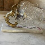 Pair of cut glass and Limoges porcelain wall sconces