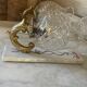 Pair of cut glass and Limoges porcelain wall sconces