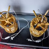 Paire de lampes de table en rotin, Italie, 1960