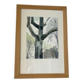 The tree in the city, watercolour on paper, signed Ventil.