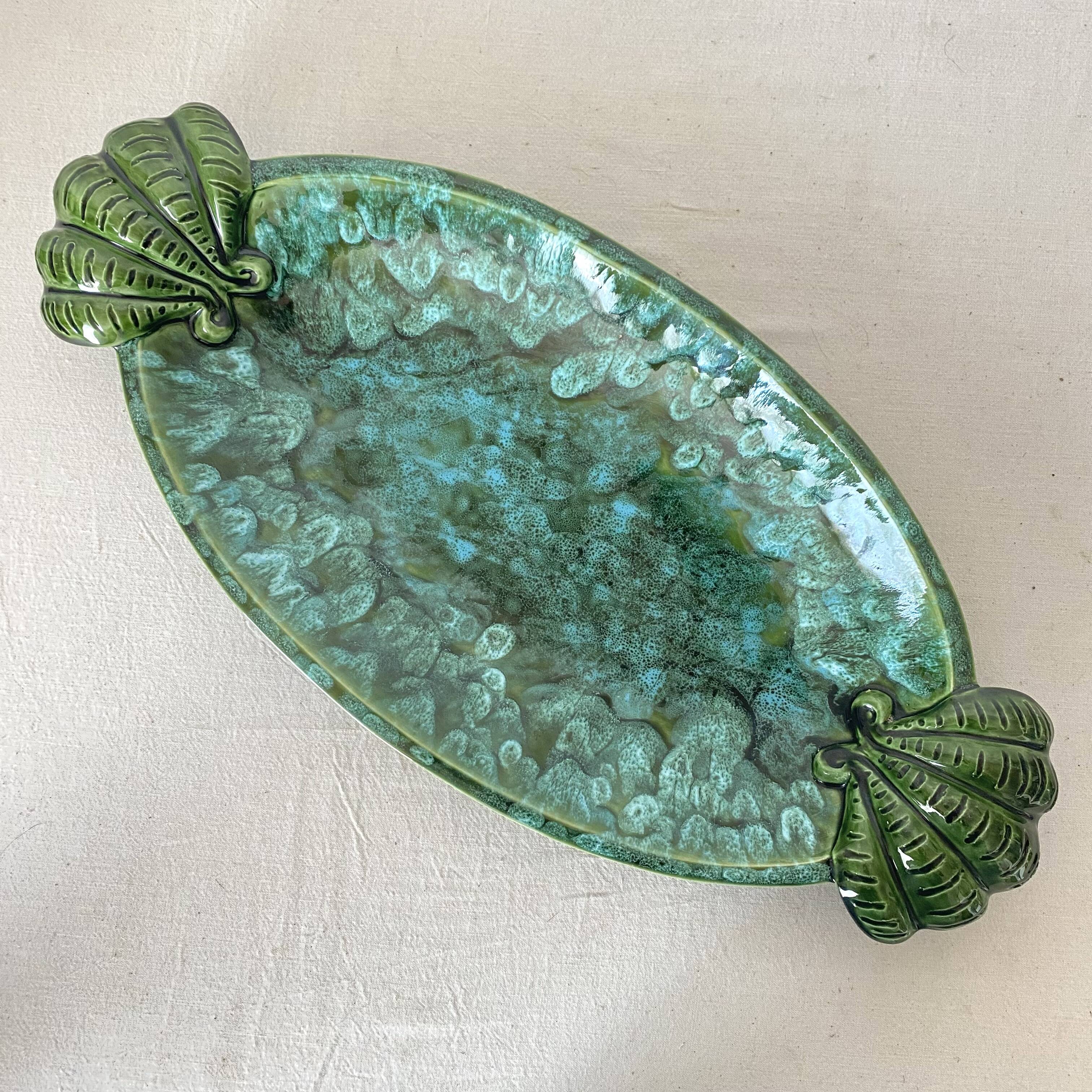 Large glazed ceramic dish, fruit bowl.