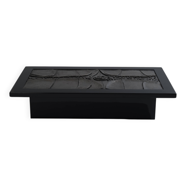Table basse brutaliste Belge en laque et céramique Erik Deforce, 1977