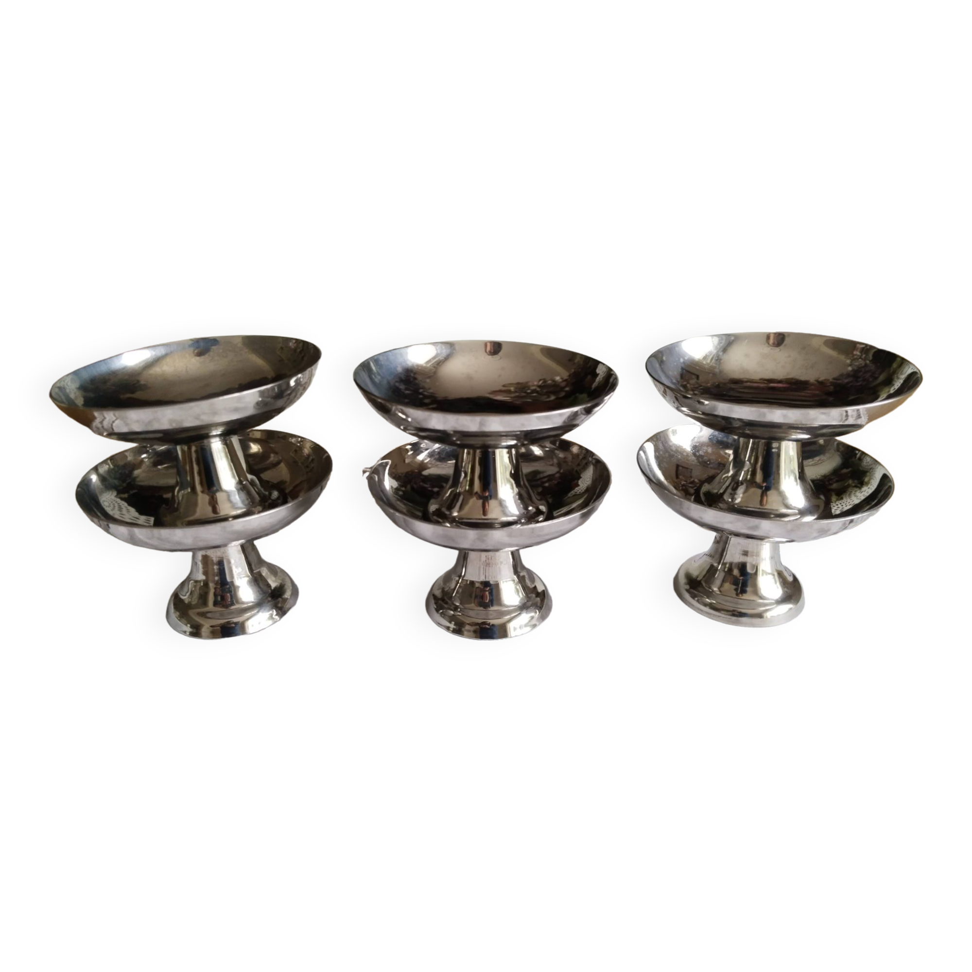 Lot De 6 Coupelles à Glace Vintage En Inox Guy Degrenne - Argenté