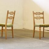 Vintage 1960s brutalist Danish modern oak dining chairs in the style of Henning Kjærnulf