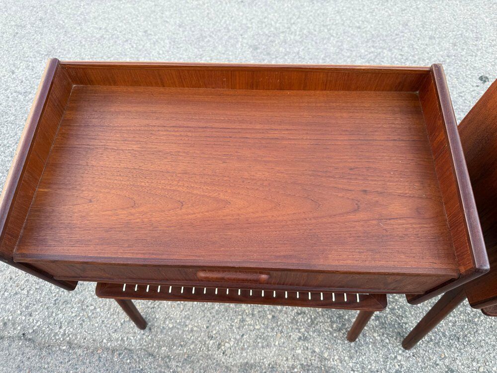 Danish teak bedside tables with rope shelves, 1967, set of 2