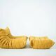 Togo Chair and Pouf Set in Yellow Tweed