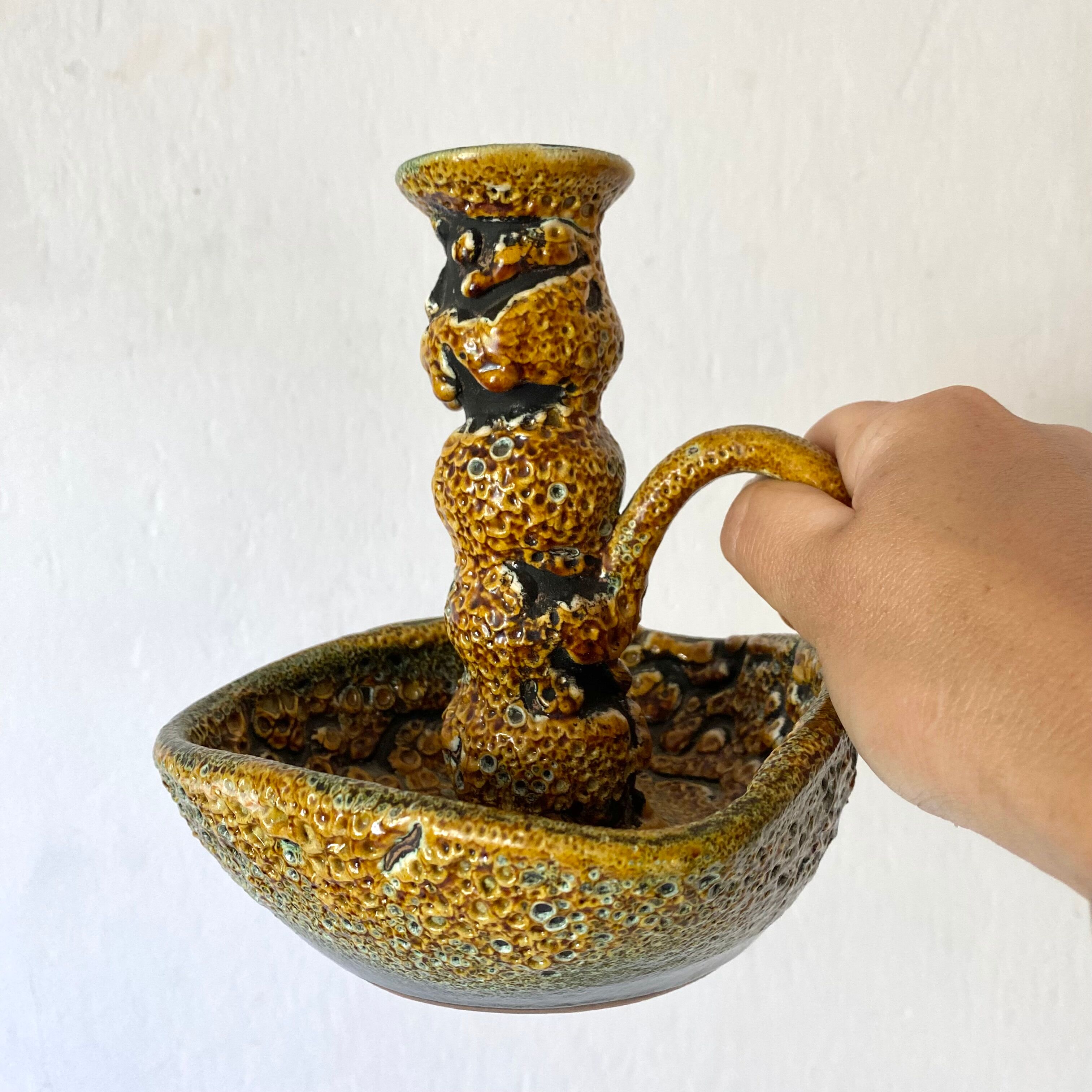Fat lava ceramic candle holder, 1970s