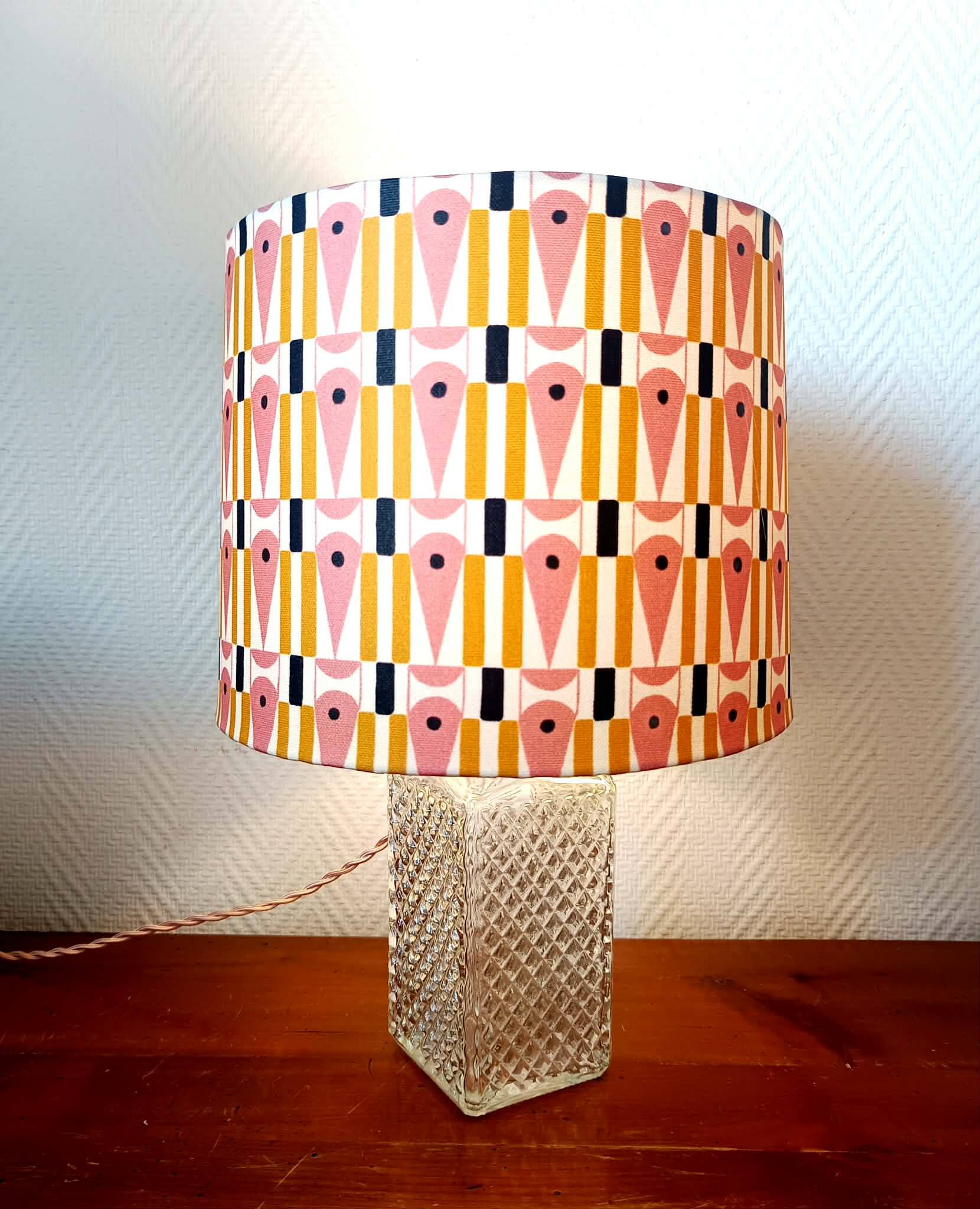 Whisky carafe lamp and abstract lampshade