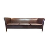 3-seater brown leather sofa Scandinavian design 1960.
