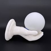 Vintage ceramic wall light - hand holding an opaline globe, 1970s