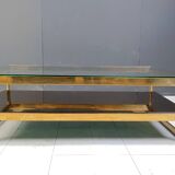 Table basse vintage à deux niveaux en belgochrome 23kt, années 1970