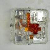 Poliarte, rare pair of wall lamps in cut murano glass. Italy 1970s