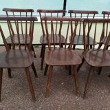 Set of 10 wooden bistro chairs - vintage