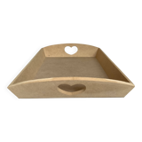 Tray with wooden heart handles