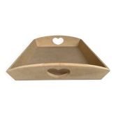 Tray with wooden heart handles