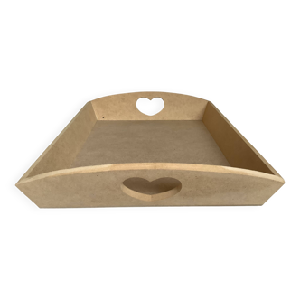 Tray with wooden heart handles