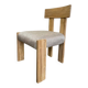 Solid wood chair with a linen-look seat.