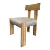 Chaise en bois massif avec assise aspect lin