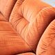 Orange chenille sofas, two and three seats, set of 2, 1970s