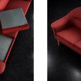 Vintage Mid-Century Scandinavian Modern 3-Seater Red Sofa