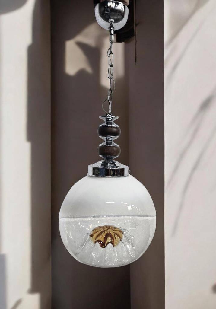Vintage glass globe lamp / pendant lamp by Carlo Nason for Mazzega