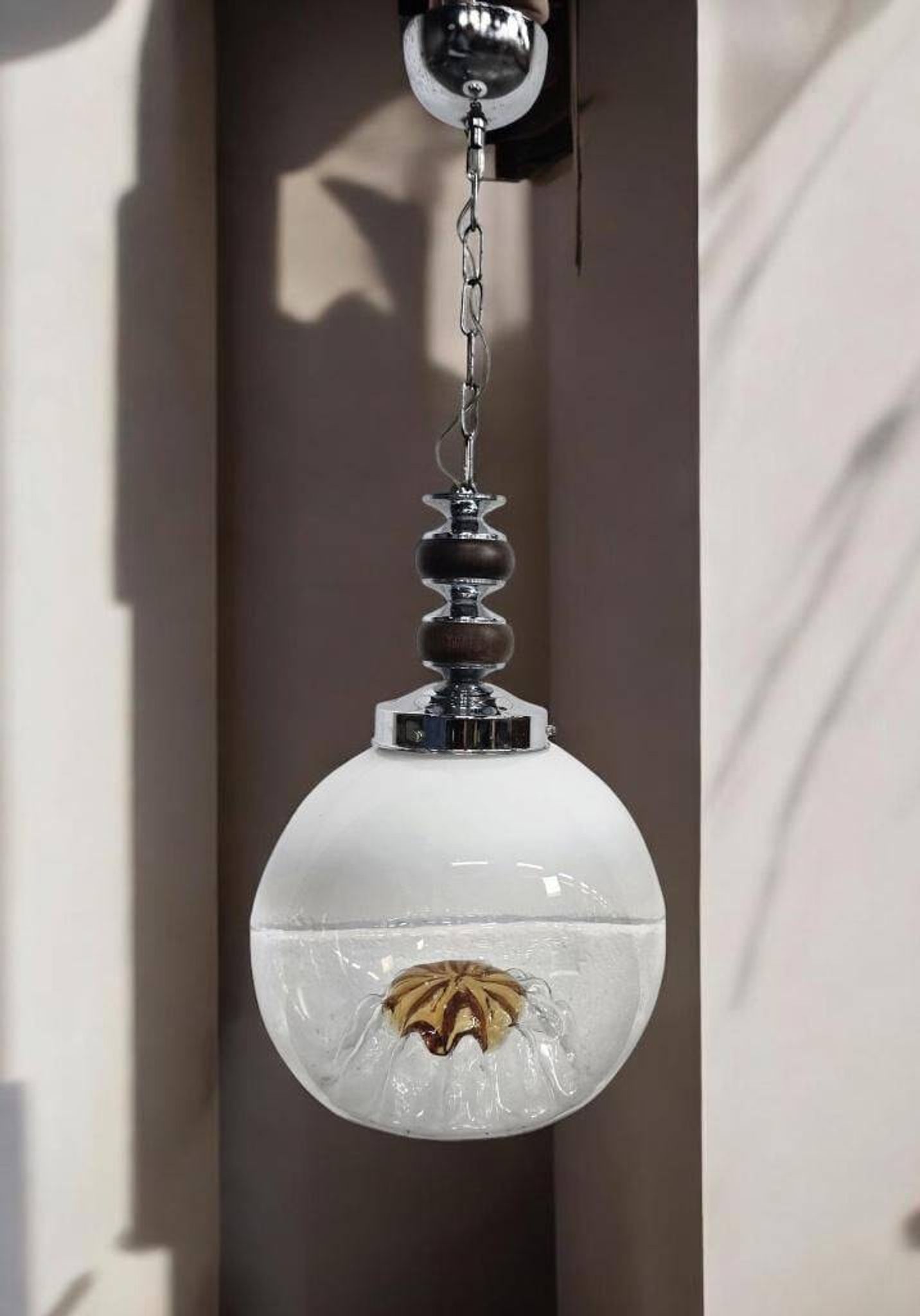 Vintage glass globe lamp / pendant lamp by Carlo Nason for Mazzega